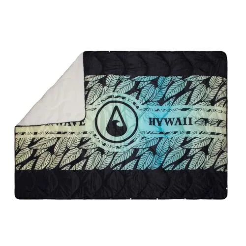 WAVE HAWAII 4-in-1 Multifunc Outdoor-Decke 200 x 140cm I Hochwertige Wasserabweisende Multifunktionsdecke I Picknickdecke, Strandtuch & Reisedecke I Robust, warm & kuschlig I Camping, Vanlife & Garten