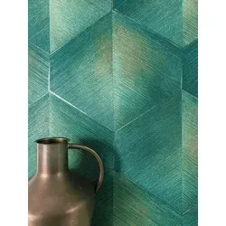 NEWROOM Tapete Grün Vliestapete 3D-Optik - Modernes Design für Ihre Wände - Tapete mit 3D-Optik in Grün Petrol Gold, hochwaschbeständig und Made in Germany. Inklusive Tapezier-Ratgeber für ein perfektes Ergebnis!