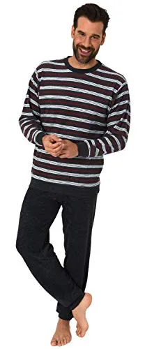 NORMANN-Wäschefabrik Eleganter Herren Frottee Pyjama Schlafanzug lang mit Bündchen - Schwarz, Größe 54 - Kuscheliger Frottee-Pyjama für kalte Nächte! Bündchen sorgen für perfekten Sitz, auch in Übergrößen erhältlich. Hoher Tragekomfort dank bequemer Passform und pflegeleicht. Ökotex Standard 100 für geprüfte Qualität.