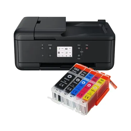 Canon Pixma TR7650 - Multifunktionsdrucker 4-in-1 mit 5 kompatiblen Patronen, WLAN, Touchscreen und automatischem Dokumenteneinzug