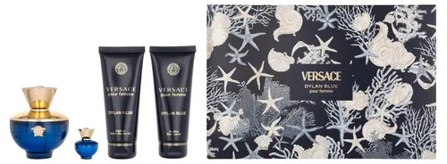 Versace Dylan Blue Pour Femme Giftset Edp Spray 100ml/Edp Spray 5ml/Body Lotion 100ml/Bath & Shower Gel 100ml 305 ml