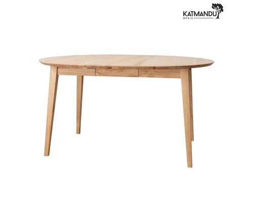 Katmandu Esstisch Orbetello – Ausziehbarer runder Esstisch aus Eiche (90-140 cm) - Der runde Orbetello Esstisch aus massivem Eichenholz vereint stilvolles Design mit Flexibilität. Mit ausziehbarer Funktion von 90 auf 140 cm ist er ideal für jeden Anlass – für kleine Dinner oder große Feiern.