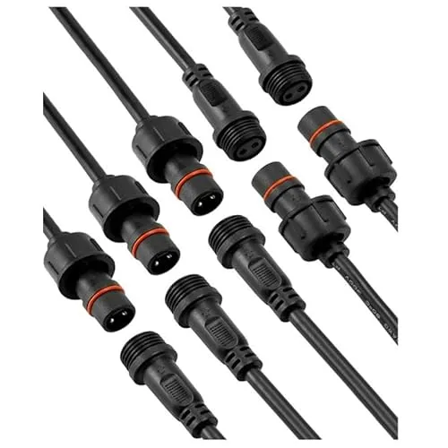poliger Stecker 12V wasserdicht (5 Paar) IP65 Steckverbinder mit 16 AWG Kabel (20cm) Schraubbar für zuverlässigen Schutz 2