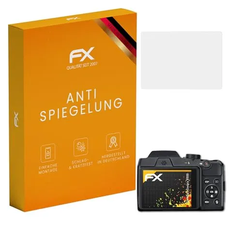 atFoliX Panzerfolie kompatibel mit Nikon Coolpix B500 Schutzfolie, entspiegelnde und stoßdämpfende FX Folie (3X)