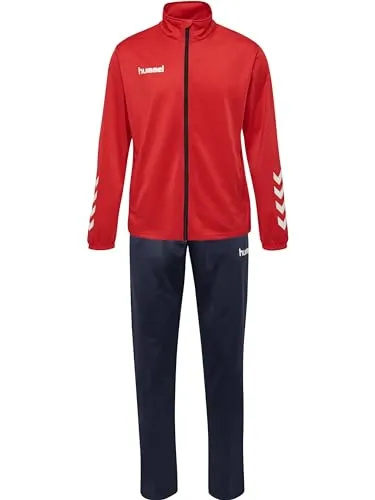 HUMMEL Uni_Kids hmlPROMO Poly Suit Track, True RED/Marine, 176 - Kraftraining-Set mit Jacke und Hose, ideal für aktive Kinder. Die Jacke hat einen Stehkragen und die Hose einen elastischen Bund für optimalen Komfort.