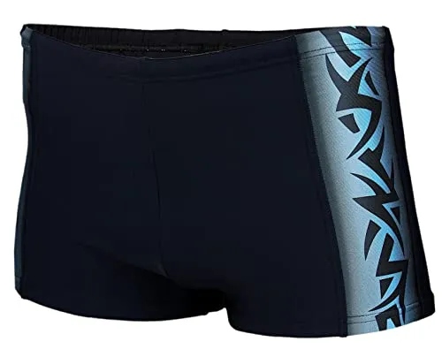 Aquarti Herren Kurze Badehose mit Streifen, Farbe: 13717C Schwarz/Blau, Größe: 3XL