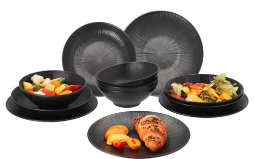 CAMPLIFE Geschirrset 12-tlg. Izma | Modernes Camping Geschirr Set für 4 Personen - Hochwertiges 12-teiliges Geschirrset für 4 Personen, ideal für Camping und Outdoor. Leicht, bruchfest und aus nachhaltigem Material gefertigt, vereint es modernes Design mit praktischer Funktionalität.