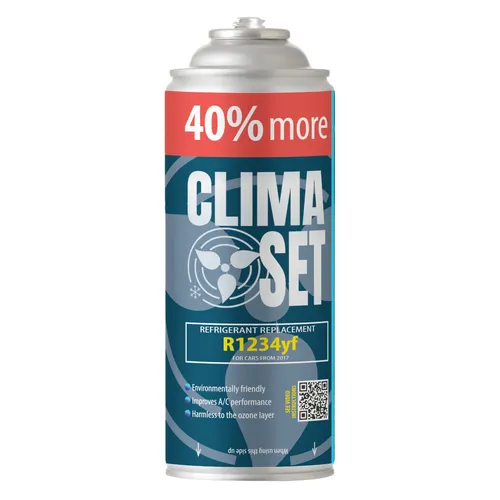 ClimaSet Recharge clim R1234yf - 235 g - Klimaanlage & Innenraumheizung - Umweltfreundliches R1234yf Gas für einfache Selbstbefüllung von Fahrzeugklimaanlagen, ersetzt 626 g R1234yf und passt für 100 % der Modelle.
