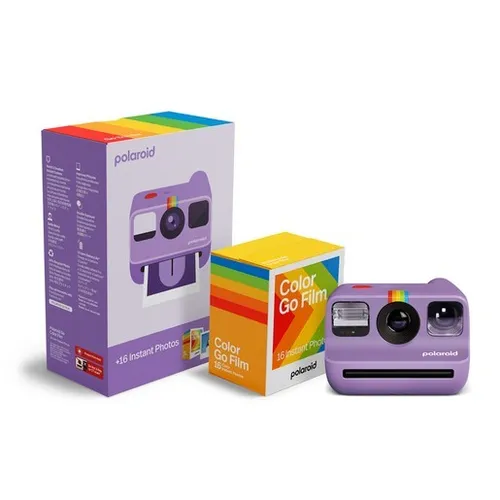 Polaroid Go Gen 2 Purple + Color Film Bundle - Sofortbildkamera mit verbesserter Bildqualität, ideal für spontane Momente. Inklusive 16 Fotos für sofortige Erinnerungen.