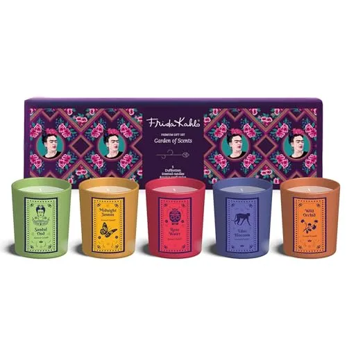 Frida Kahlo Duftkerzen Geschenkset | 5x45g Duftkerzen im Glas | Garden of Scents | Duftkerzen Sojawachs | Geschenke für Valentinstag