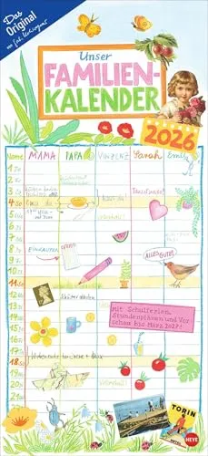 Gabi Kohwagner Unser Familienkalender 2026: Liebevoll illustrierter Kalender für Familien mit handschriftlichen Details. Wandkalender 2026 mit 5 Spalten. (Familienplaner Heye)