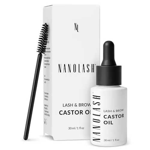Rizinusöl Nanolash 30ml - 100% reines, kaltgepresstes Öl für Wimpern und Augenbrauen - Hochwertiges Rizinusöl zur Pflege von Wimpern und Augenbrauen. Stärkt die Haarstruktur, fördert das Volumen und sorgt für einen gesunden Glanz. Ideal für empfindliche Haut und einfach anzuwenden mit Pipette und Pinsel.