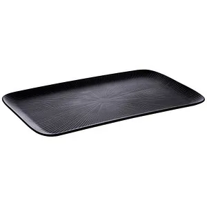 GN 1/1 Serviertablett Serie NERO aus Melamin, Farbe Schwarz - Rechteckiges Tablett aus hochwertigem Melamin mit schmalem Rand, ideal für stilvolle Präsentationen in Gastronomie oder Catering.