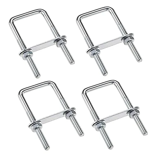 duoyif U-Schrauben M6 4Stück M6 50mm x 80mm Bolzen U Bügelschrauben, Vierkant U-Bolzen Edelstahl, Bügelbolzen Mit Muttern Rahmenplatte Runde Unterlegscheiben, U Bolzen Für Rohr Durchmesser Unter 50mm