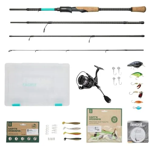 Fishing-King Tackle Angelset Forelle/Barsch - Angelruten & Rollen Sets, ideal für Einsteiger mit allem, was du für erfolgreiches Spinnfischen auf Forellen und Barsche benötigst.