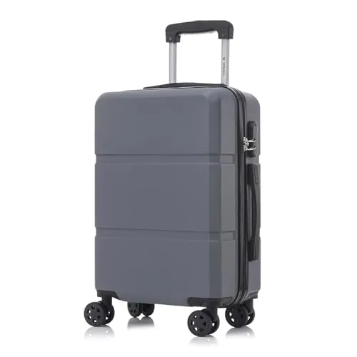YONSLY Trolley Reisekoffer M, grau - Handgepäck mit 4 Rollen - Robuster Hartschalenkoffer mit 360°-Doppelrollen für mühelose Mobilität. Das integrierte Sicherheitsschloss schützt Ihre Wertsachen. Ideal für Reisen und den täglichen Einsatz.
