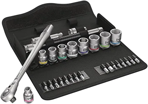 Wera Werkzeugtasche 8100 SB 8 - 29-teiliges Steckschlüsselsatz-Set, mit hochwertiger Chrom-Molybdän-Knarre und praktischem Werkzeugfinder