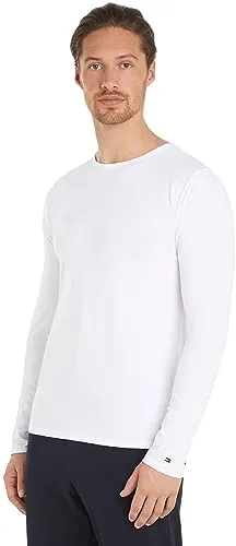 Tommy Hilfiger Herren Langarmshirt Basic - Mehrfarbig (White/White/White), M - Tops, T-Shirts & Hemden für Herren - Bequemes Langarmshirt aus 95% Baumwolle für optimalen Tragekomfort und vielseitige Kombinationsmöglichkeiten im Alltag.