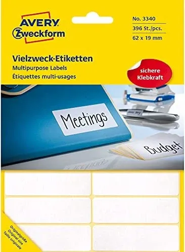 AVERY Zweckform 392 Etiketten 3340 weiß 62,0 x 19,0 mm