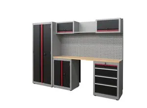 Weber Werkstatt Schranksystem 13-tlg - Modular und abschließbar - Werkzeugwand mit 13 Teilen für optimale Organisation, versiegelt gegen Beschädigungen und Verschmutzung, ideal für Werkstätten und Hobbyräume.
