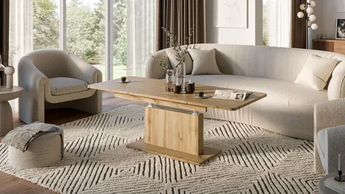 designimpex DC-1 Ausziehbarer Couchtisch - Konsolentisch fürs Wohnzimmer, höhenverstellbar von 58 cm bis 75 cm und ausziehbar von 126 cm auf 168 cm – ideal für kleine Räume und vielseitig als Esstisch oder Arbeitstisch nutzbar.