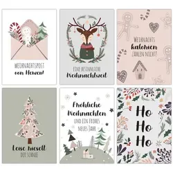PAPIERDRACHEN Weihnachtskarte Weihnachtskartenset - liebevoll gestaltete Postkarten zu Weihnachten