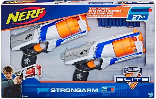 Hasbro NERF N-Strike Elite STRONGARM 2er Pack - Dartblaster für spannende Action, ideal für Kinder und Jugendliche ab 8 Jahren, in coolem Blau und perfekt für Wettkämpfe.