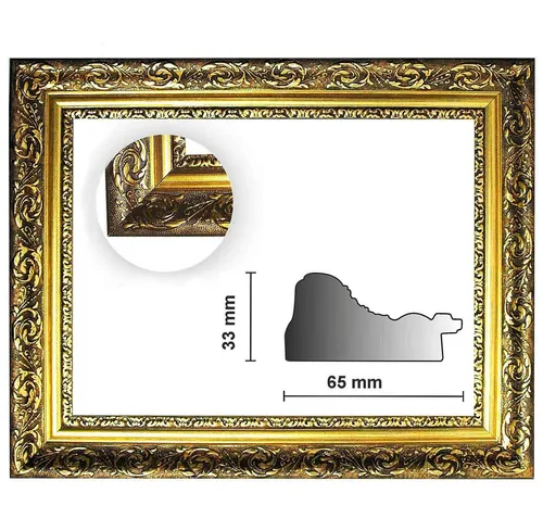 Barockrahmen Gold fein verziert 840 ORO 40x50 - Wand- & Tischbilderrahmen, eleganter Holzrahmen mit feinen Verzierungen, ideal für handgemalte Ölgemälde oder als stabiler Bausatz.