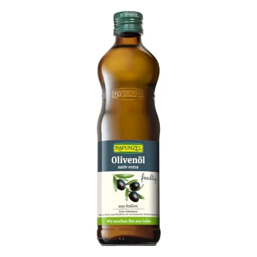 Rapunzel Bio Olivenöl nativ extra, fruchtig (2 x 0,50 l) - 1 Liter fruchtiges Bio-Olivenöl, ideal für Salate und mediterrane Gerichte, aus sonnengereiften Oliven hergestellt und mit EG-Bio-Zertifizierung.