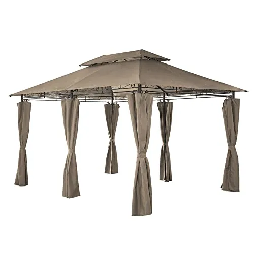 Mondeer Gartenpavillon 3x4m - Stabiler Metallrahmen & Wasserdicht - Pavillons & Partyzelte mit robustem Metallrahmen, doppeltem Dach für optimale Luftzirkulation und 6 seitlichen Vorhängen für Privatsphäre. Ideal für Gartenpartys!