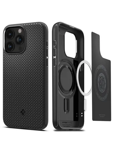Spigen Mag Armor MagSafe - Matte Black für iPhone 15 Pro Max - Handys Cover Cases mit integriertem MagSafe, stoßfest und mil-spec zertifiziert für optimalen Schutz. Präzise Ausschnitte und taktile Tasten sorgen für schnellen Zugriff und Feedback.