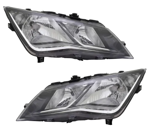 TYC Scheinwerfer Set für Seat Leon 5F 2012- H7 / H7 mit Tagfahrlicht - Autobeleuchtungen, 2-teiliges Set für optimale Sicht, inklusive Stellmotor für elektrische Leuchtweitenregulierung und Tagfahrlicht-Funktion.