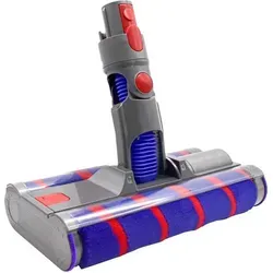 Trade-Shop Elektro Wischaufsatz / Bodenbürste / Reinigungsbürste / Bodendüse mit Doppel-Softrollen Softwalzen kompatibel mit Dyson V7, V8, V10, ... - Grau/Lila/Rot