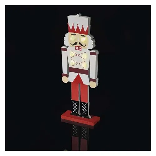 EMOS Nussknacker Holz-Figur 30 cm, leuchtende Weihnachtsfigur mit LEDs, traditionelle Weihnachtsdekoration Soldatenfigur - batteriebetrieben (inkl. CR2032) - warmweiß - für Innenräume