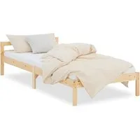 Homestyle4u Holzbett 90 x 200 / 140 x 200 - Schlichtes Holzbett für Kinder und Jugendliche, natürliche Schönheit mit stabiler Ausführung und abgerundeten Ecken. Inklusive Rolllattenrost, einfach aufzubauen.