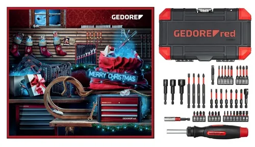 GEDORE 3304901 red R33003044 Adventskalender 2023 - 44-teiliges Werkzeugset, ideales Geschenk für Werkzeugfans mit 24 Überraschungen und praktischem Kunststoffkoffer