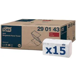 Tork Papierhandtücher Advanced, 290143, H3, 2-lagig, Zick-Zack-Falz - Papierhandtücher in weiß, ideal für stark frequentierte Bereiche. Dank Einzeltuchentnahme hygienisch und sparsam. Advanced Qualität für Kosteneinsparungen und hohe Leistung.
