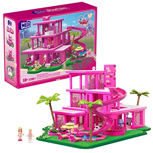 MEGA Barbie The Movie Puppenhaus - Traumvilla-Bauset für Sammler, 1.795 Bausteine, inklusive 4 Puppen und umfangreichem Zubehör