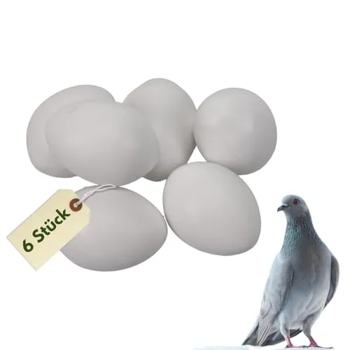 6x Legeeier Kunsteier Nesteier für Hühner Gipseier für Tauben Bruteier Künstliche Eier Taubeneier 15gr 40x30 mm