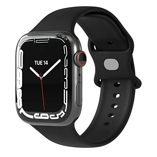 EAZY CASE Sport Armband kompatibel mit Apple Watch 38mm 40mm 41mm 42mm verstellbares Ersatzarmband aus Silikon Sport Loop für Apple Watch Serie 9 8 7 6 5 4 3 2 1 SE für Damen Herren Schwarz