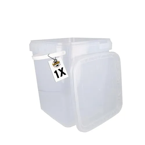 FixedByU Eimer mit Deckel 10L transparent eckig Plastikeimer Lebensmittelecht Luftdicht und Stabil Leere Eimer mit Griff und Deckel Geeignet für Lebensmittelchemie Waschpulver Klebstoffe