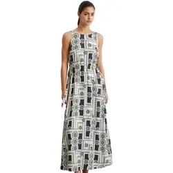 Sommerkleid MARC O'POLO "aus ECOVEROTM von LENZINGTM", Damen, Gr. 42, Normalgrößen, multi, muted blau, Obermaterial: 100% Viskose; Futter: 100% Nicht verfügbar, bedruckt, weit lang, Rundhals, ohne Ärmel, Kleider