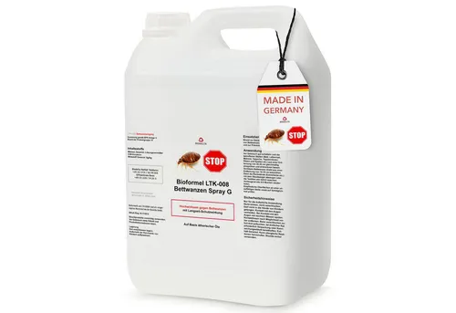 LTK-008 Biodelta Insektenspray gegen Bettwanzen, 5 l - Insektizid für Innenräume, effektive Bekämpfung von Bettwanzen mit biologischem Verfahren. Sofortige Wirkung und einfache Anwendung durch Sprühen.