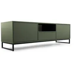 BETTSO TV Schrank - 160cm mit Push-to-Open System - Moderner TV Lowboard mit 2 Türen, einer Schublade und offener Ablage für viel Stauraum. Stabile Metallbeine sorgen für ein schwebendes Design und Langlebigkeit.