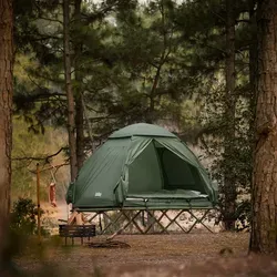 SoBuy Feldbett 4in1-Zelt für 2 Personen in Grün - Camping & Zubehör: Komfortables 4in1-Zelt mit Feldbett, ideal für Abenteuer und Reisen. Schützt vor Regen und Insekten, inklusive Luftmatratze und Sommerschlafsack für erholsamen Schlaf.