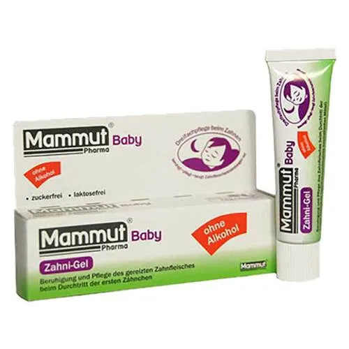 MAMMUT Baby Zahni Gel 10 ml - Beruhigendes Gel für Babys, pflegt gereiztes Zahnfleisch beim Zahnen. Ohne Alkohol, Zucker und Laktose, mit natürlichen Inhaltsstoffen für sanfte Pflege.