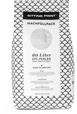Sitting Point EPS-Perlen, 60 l Nachfüllpack - EPS-Perlen für Sitzsäcke, 60 l, ideal zum Auffüllen und für mehr Stützkraft. Hergestellt aus Polystyrol, in wiederverwendbarem Papiersack.