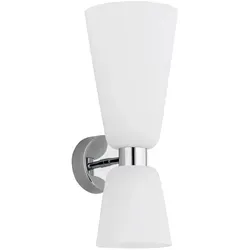 Wandleuchte Argon Reno, Weiß, Chrom, Metall, Glas, länglich,länglich, 15x13.5x34 cm, CE, Lampen & Leuchten, Innenbeleuchtung, Wandleuchten