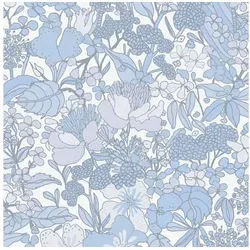 Profhome Vliestapete 377566-GU Blumen Tapete Dschungel matt grau blau weiß 5,33 m2, glatt, matt, (1 Rolle, 5,33 qm), Vliestapete in graublau blau|grau 0.53 m x 10.05 m