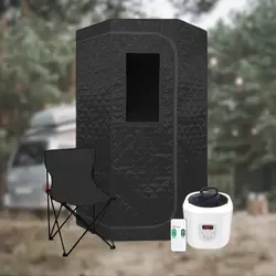Sanotechnik Tragbare Dampfsauna 90x90 cm Schwarz - Genießen Sie Wellness zu Hause mit der kompakten Dampfsauna von Sanotechnik. Sie bietet sieben Wärmestufen und einen leistungsstarken Dampfgenerator für gleichmäßigen Dampf. Ideal für entspannende Momente, egal wo!